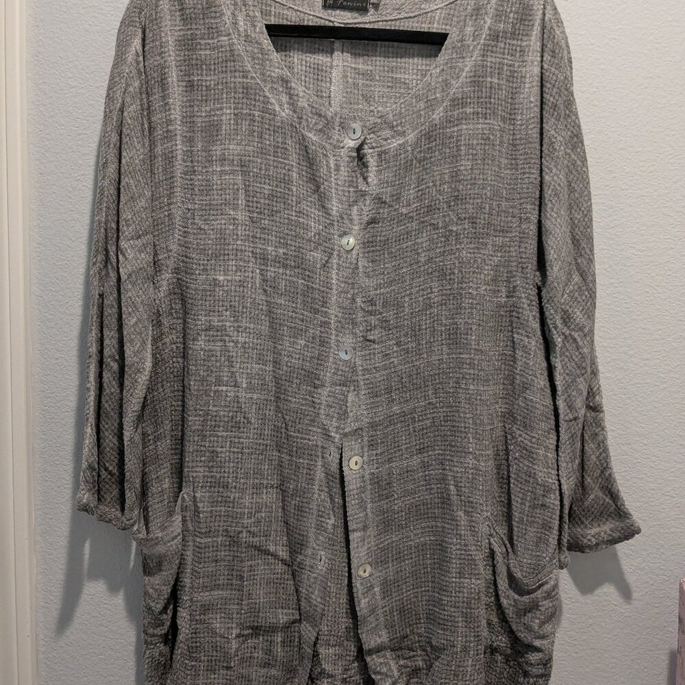 Fenini Button-Up Gray Tunic or Light Jacket - Medium